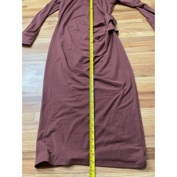 Athleta Industry Women's Dress Midi Bodycon Turtleneck Stretch Ruched M Brown - Picture 3 of 10